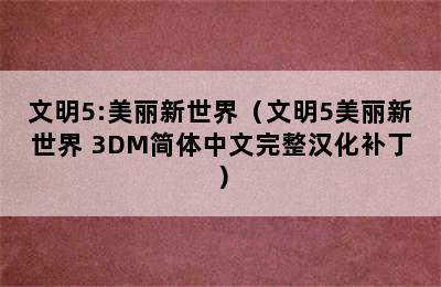 文明5:美丽新世界（文明5美丽新世界 3DM简体中文完整汉化补丁）